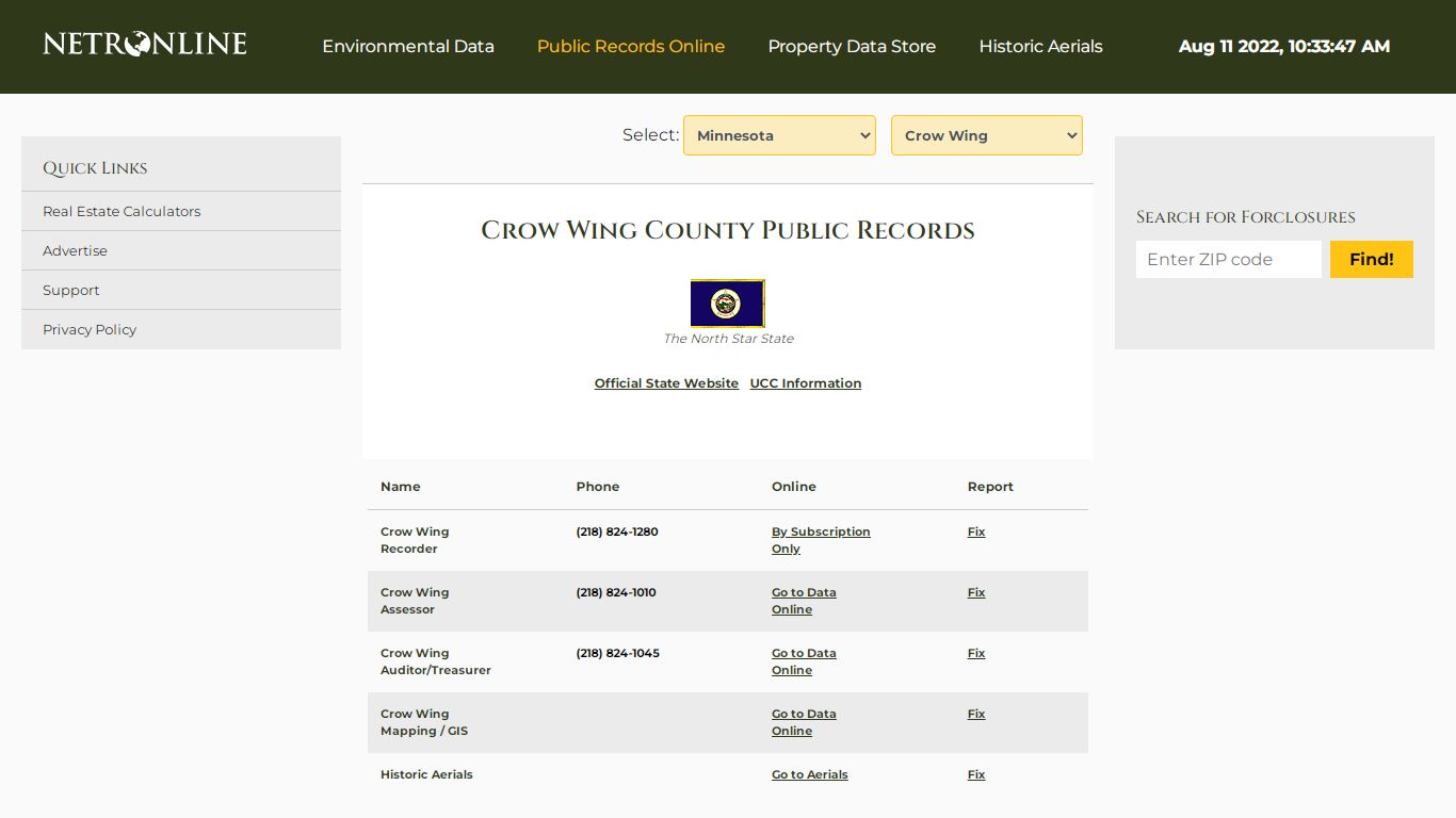 Crow Wing County Public Records - NETR Online • Crow Wing